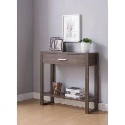 Fifer 35 in. Walnut Oak Standard Rectangle Console Table with 1-Drawer by Furniture of America 15 Fifer 35 in. Walnut Oak Standard Rectangle Console Table with 1-Drawer by Furniture of America -Furniture of America Sales Store walnut oak furniture of america console tables idi 192524 31 1000