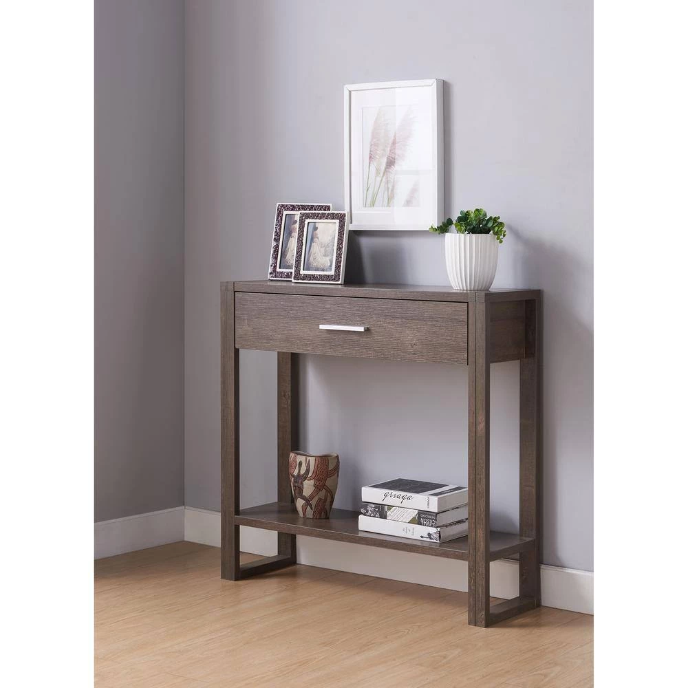 Fifer 35 in. Walnut Oak Standard Rectangle Console Table with 1-Drawer by Furniture of America 8 Fifer 35 in. Walnut Oak Standard Rectangle Console Table with 1-Drawer by Furniture of America - Image 8