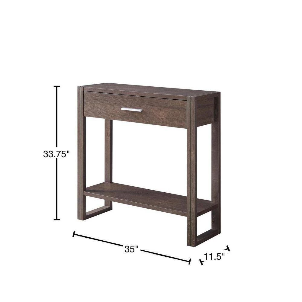 Fifer 35 in. Walnut Oak Standard Rectangle Console Table with 1-Drawer by Furniture of America 3 Fifer 35 in. Walnut Oak Standard Rectangle Console Table with 1-Drawer by Furniture of America - Image 3
