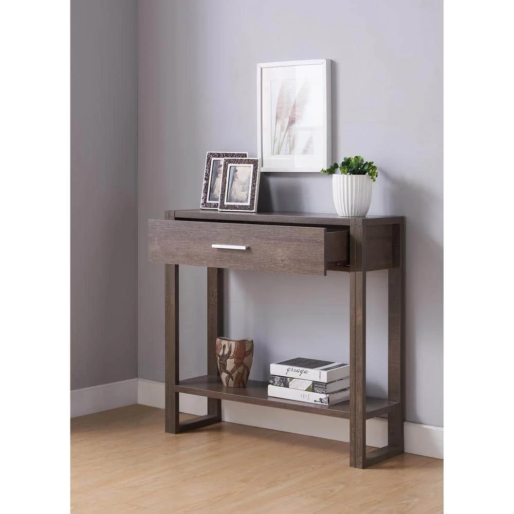 Fifer 35 in. Walnut Oak Standard Rectangle Console Table with 1-Drawer by Furniture of America 5 Fifer 35 in. Walnut Oak Standard Rectangle Console Table with 1-Drawer by Furniture of America - Image 5