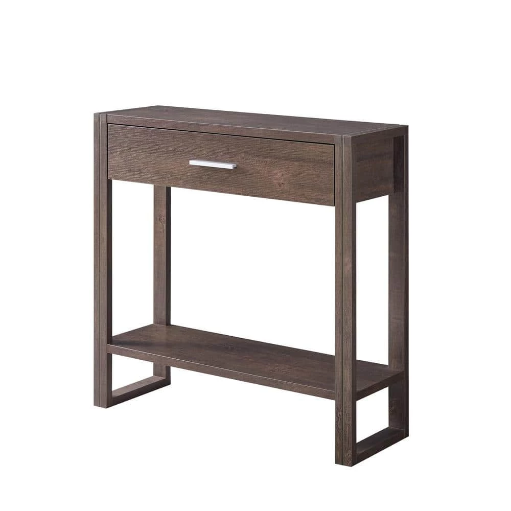 Fifer 35 in. Walnut Oak Standard Rectangle Console Table with 1-Drawer by Furniture of America 1 Fifer 35 in. Walnut Oak Standard Rectangle Console Table with 1-Drawer by Furniture of America