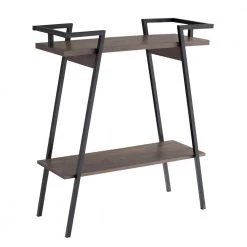 Tomfaul 31.25 in. Walnut Oak Rectangle Wood Console Table with 2 Shelves by Furniture of America