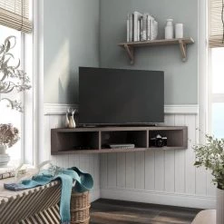 Emmeline 47 in. Walnut and Oak Particle Board Corner TV Stand Fits TVs Up to 52 in. with Cable Management by Furniture of America -Furniture of America Sales Store walnut oak furniture of america tv stands idi 182359 1f 1000