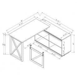 Carlie 56 in. Walnut Oak L-Shape Writing Desk With Sliding Barn Door by Furniture of America -Furniture of America Sales Store walnut oak furniture of america writing desks idi 202693 76 1000