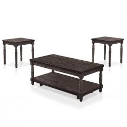 Polla 46 in. Weathered Gray Rectangle Wood Top 3-Piece Coffee Table Set by Furniture of America