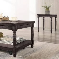 Polla 46 in. Weathered Gray Rectangle Wood Top 3-Piece Coffee Table Set by Furniture of America -Furniture of America Sales Store weathered gray furniture of america coffee tables idf 4540 3pk fa 1000