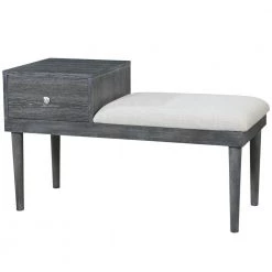 Belwood Gray Bench with Drawer (24 in. H X 40 in. W X 18.13 in. D) by Furniture of America