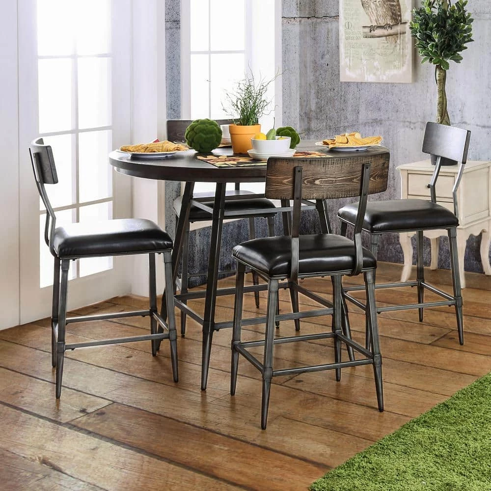 Stubben 45 in. Round Weathered Gray Counter Dining Table by Furniture of America 2 Stubben 45 in. Round Weathered Gray Counter Dining Table by Furniture of America - Image 2