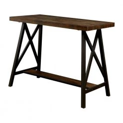 Arcadiance 47.25 in. Rectangle Weathered Medium Oak and Black Wood Counter Height Dining Table (Seats 4) by Furniture of America