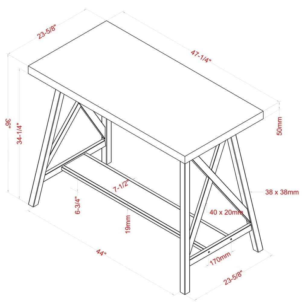 Arcadiance 47.25 in. Rectangle Weathered Medium Oak and Black Wood Counter Height Dining Table (Seats 4) by Furniture of America 7 Arcadiance 47.25 in. Rectangle Weathered Medium Oak and Black Wood Counter Height Dining Table (Seats 4) by Furniture of America - Image 7