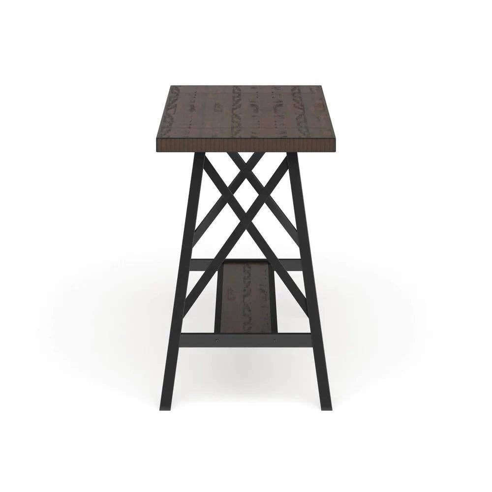 Arcadiance 47.25 in. Rectangle Weathered Medium Oak and Black Wood Counter Height Dining Table (Seats 4) by Furniture of America 3 Arcadiance 47.25 in. Rectangle Weathered Medium Oak and Black Wood Counter Height Dining Table (Seats 4) by Furniture of America - Image 3