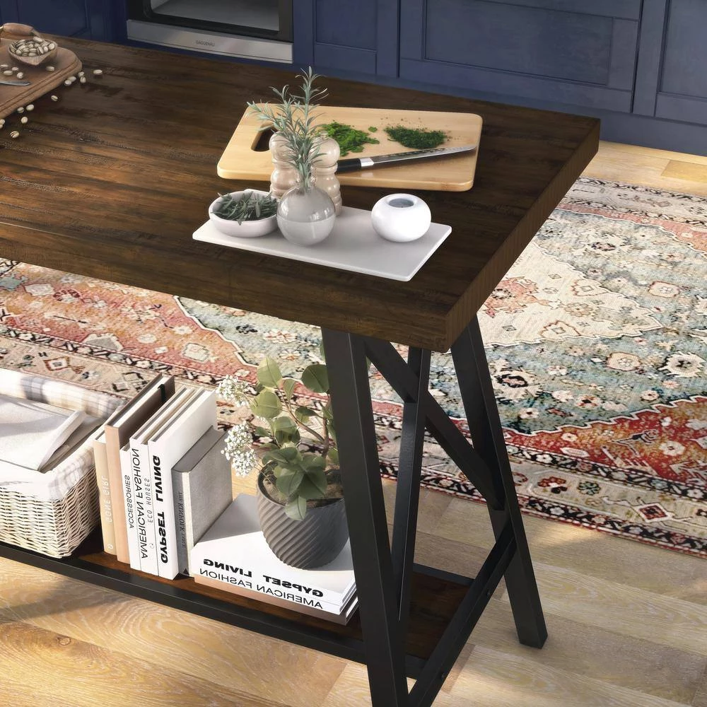 Arcadiance 47.25 in. Rectangle Weathered Medium Oak and Black Wood Counter Height Dining Table (Seats 4) by Furniture of America 6 Arcadiance 47.25 in. Rectangle Weathered Medium Oak and Black Wood Counter Height Dining Table (Seats 4) by Furniture of America - Image 6