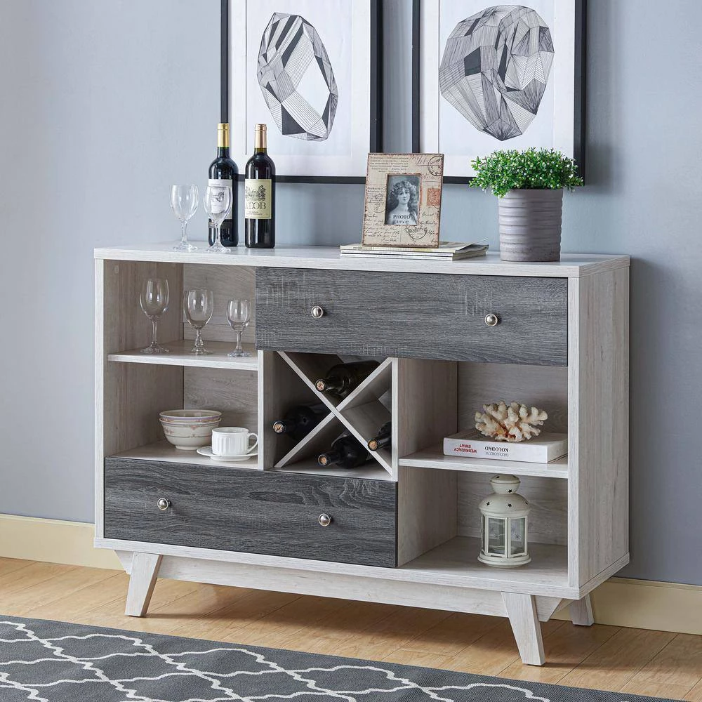 Matilda Weathered Oak and Gray Buffet Server with Drawers by Furniture of America 8 Matilda Weathered Oak and Gray Buffet Server with Drawers by Furniture of America - Image 8