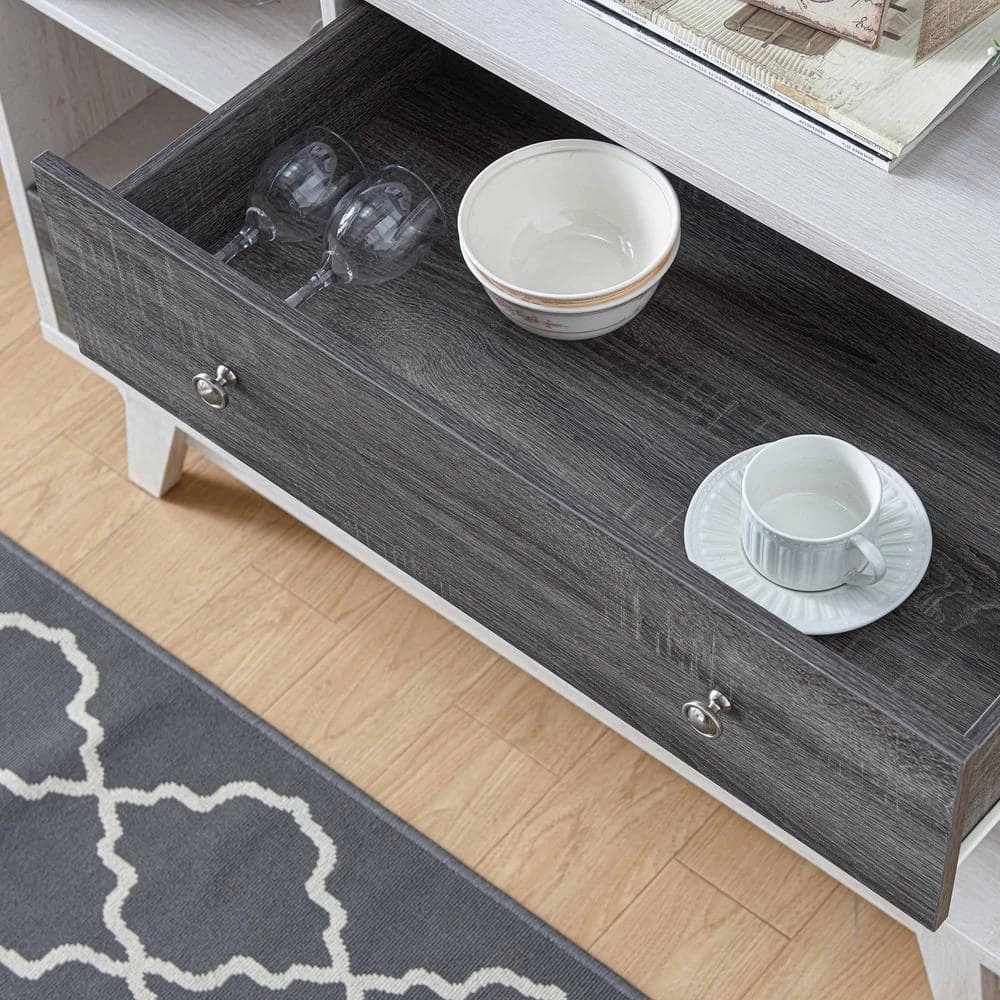 Matilda Weathered Oak and Gray Buffet Server with Drawers by Furniture of America 6 Matilda Weathered Oak and Gray Buffet Server with Drawers by Furniture of America - Image 6