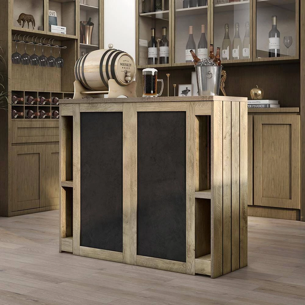 Manon 40.3 in. Weathered Oak Particle Board Bar Table by Furniture of America 11 Manon 40.3 in. Weathered Oak Particle Board Bar Table by Furniture of America - Image 11