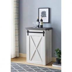 Arlo 37 in. H Weathered Oak Expanding Bar Table With Sliding Barn Door by Furniture of America -Furniture of America Sales Store weathered oak furniture of america bar tables idi 192586 31 1000