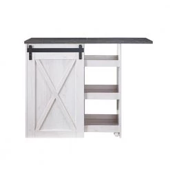 Arlo 37 in. H Weathered Oak Expanding Bar Table With Sliding Barn Door by Furniture of America