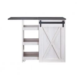 Arlo 37 in. H Weathered Oak Expanding Bar Table With Sliding Barn Door by Furniture of America -Furniture of America Sales Store weathered oak furniture of america bar tables idi 192586 66 1000