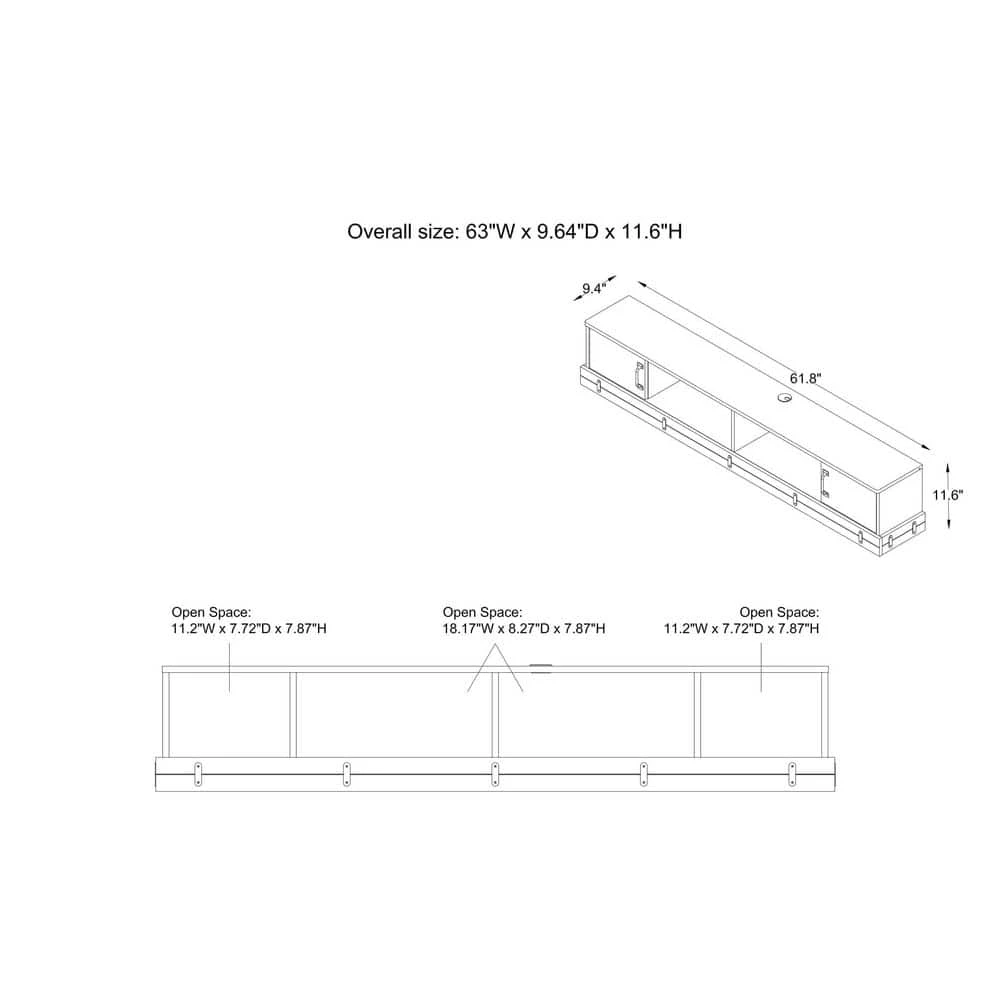 Fuss 63 in. Weathered Oak Floating TV Stand Fits TV's up to 72 in. with Storage by Furniture of America 9 Fuss 63 in. Weathered Oak Floating TV Stand Fits TV's up to 72 in. with Storage by Furniture of America - Image 9