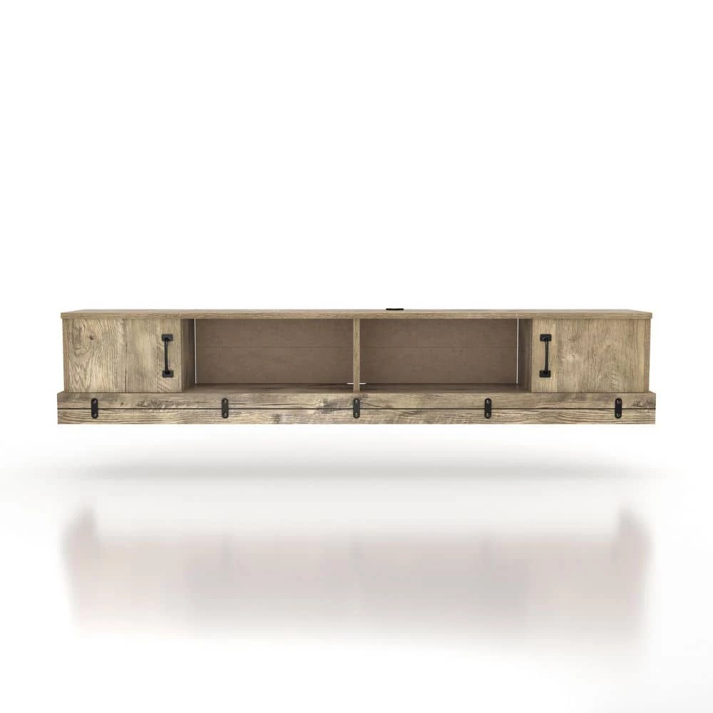 Fuss 63 in. Weathered Oak Floating TV Stand Fits TV's up to 72 in. with Storage by Furniture of America 4 Fuss 63 in. Weathered Oak Floating TV Stand Fits TV's up to 72 in. with Storage by Furniture of America - Image 4