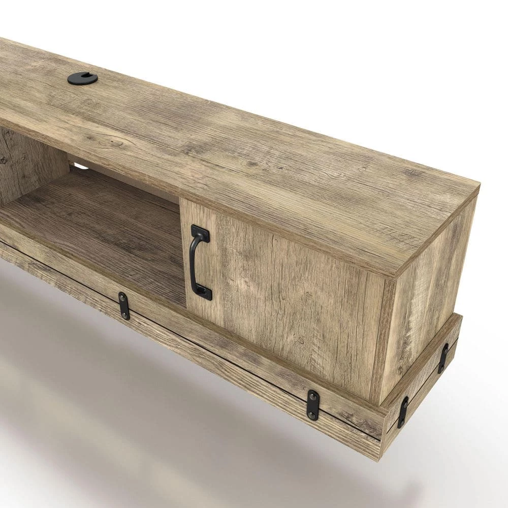 Fuss 63 in. Weathered Oak Floating TV Stand Fits TV's up to 72 in. with Storage by Furniture of America 8 Fuss 63 in. Weathered Oak Floating TV Stand Fits TV's up to 72 in. with Storage by Furniture of America - Image 8