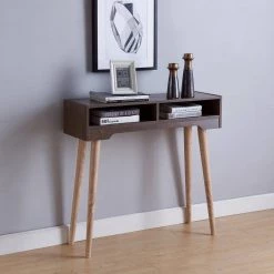 Keller 36 in. Weathered Walnut Standard Rectangle Console Table with Storage by Furniture of America -Furniture of America Sales Store weathered walnut furniture of america console tables idi 192377 31 1000