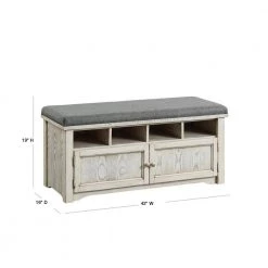 Janis Weathered White 4 Shelf Shoe Rack Bench by Furniture of America -Furniture of America Sales Store weathered white furniture of america dining benches idf ac308wh 40 1000
