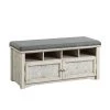 Janis Weathered White 4 Shelf Shoe Rack Bench by Furniture of America