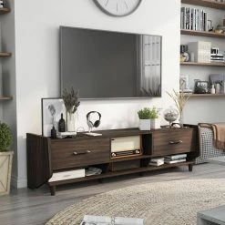 Penelope 71 in. Wenge Wood TV Stand with 2-Drawer Fits TVs Up to 80 in. with Cable Management by Furniture of America -Furniture of America Sales Store wenge furniture of america tv stands ynj 18804c24 1f 1000