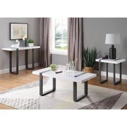 Harlene 48 in. White/Black Standard Rectangle Wood Console Table by Furniture of America -Furniture of America Sales Store white and black furniture of america console tables idf 4403s 31 1000