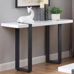 Harlene 48 in. White/Black Standard Rectangle Wood Console Table by Furniture of America -Furniture of America Sales Store white and black furniture of america console tables idf 4403s c3 1000