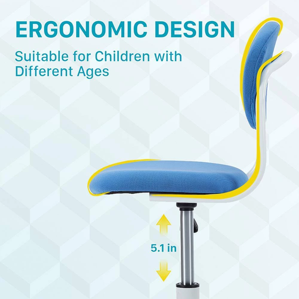 Rowan White and Blue Ergonomic Youth Computer Chair by Furniture of America 2 Rowan White and Blue Ergonomic Youth Computer Chair by Furniture of America - Image 2