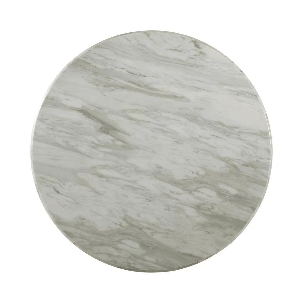 Ives 3-Piece 38 in. White/Brushed Warm Gray Medium Round Marble Coffee Table Set by Furniture of America 6 Ives 3-Piece 38 in. White/Brushed Warm Gray Medium Round Marble Coffee Table Set by Furniture of America - Image 6