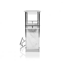 Mauro White and Chrome Bar Table by Furniture of America -Furniture of America Sales Store white and chrome furniture of america bar carts idf bt8343 4f 1000