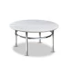 Mercedes 36 in. White/Chrome Medium Round Faux Marble Coffee Table by Furniture of America