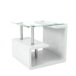 Bellamy Glossy White Tempered Glass Top End Table by Furniture of America 15 Bellamy Glossy White Tempered Glass Top End Table by Furniture of America -Furniture of America Sales Store white and chrome furniture of america end side tables idf 4056e 1f 1000
