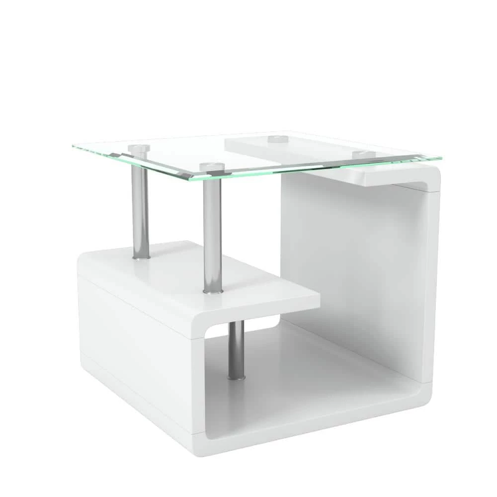 Bellamy Glossy White Tempered Glass Top End Table by Furniture of America 6 Bellamy Glossy White Tempered Glass Top End Table by Furniture of America - Image 6