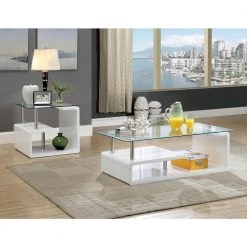 Bellamy Glossy White Tempered Glass Top End Table by Furniture of America 19 Bellamy Glossy White Tempered Glass Top End Table by Furniture of America -Furniture of America Sales Store white and chrome furniture of america end side tables idf 4056e 31 1000