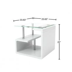 Bellamy Glossy White Tempered Glass Top End Table by Furniture of America 12 Bellamy Glossy White Tempered Glass Top End Table by Furniture of America -Furniture of America Sales Store white and chrome furniture of america end side tables idf 4056e 40 1000