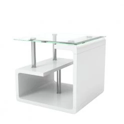Bellamy Glossy White Tempered Glass Top End Table by Furniture of America 16 Bellamy Glossy White Tempered Glass Top End Table by Furniture of America -Furniture of America Sales Store white and chrome furniture of america end side tables idf 4056e 44 1000