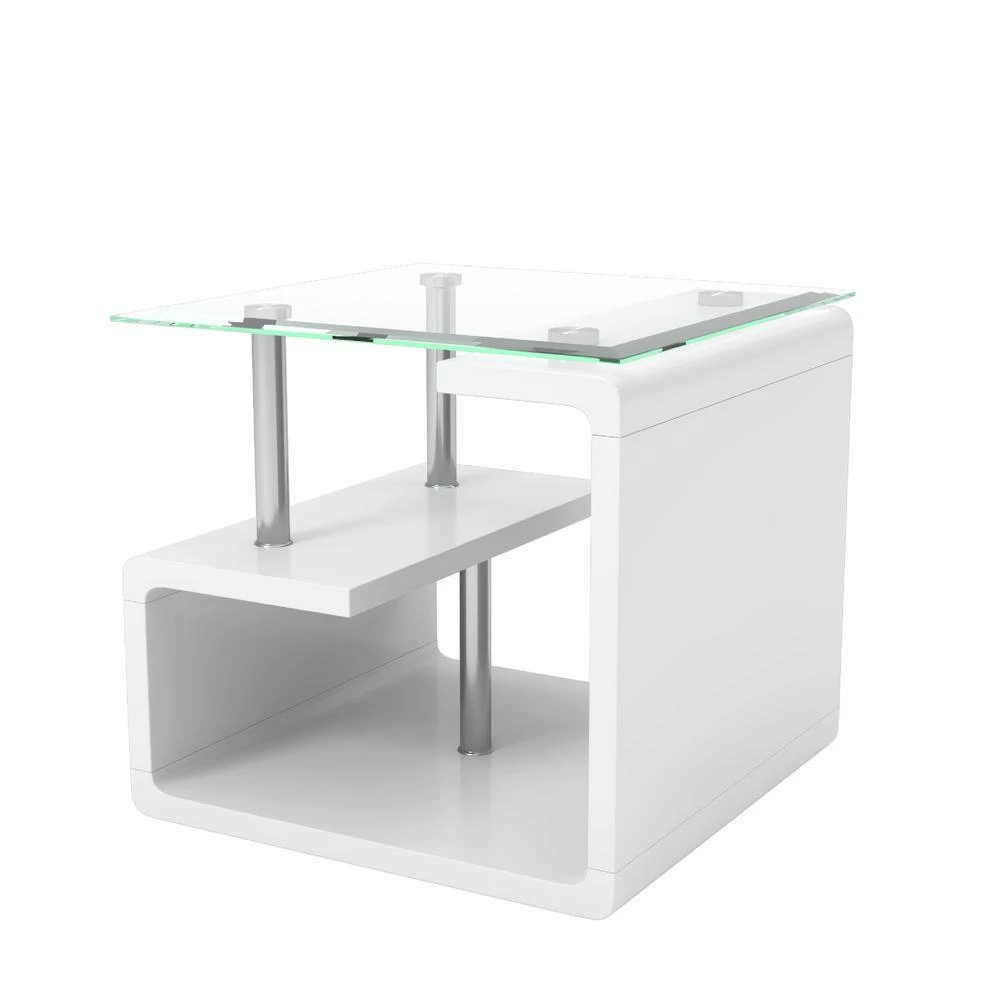 Bellamy Glossy White Tempered Glass Top End Table by Furniture of America 7 Bellamy Glossy White Tempered Glass Top End Table by Furniture of America - Image 7