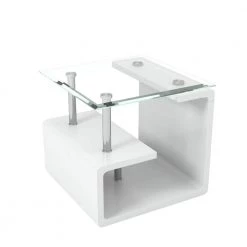 Bellamy Glossy White Tempered Glass Top End Table by Furniture of America 14 Bellamy Glossy White Tempered Glass Top End Table by Furniture of America -Furniture of America Sales Store white and chrome furniture of america end side tables idf 4056e 4f 1000