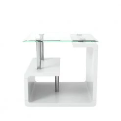 Bellamy Glossy White Tempered Glass Top End Table by Furniture of America