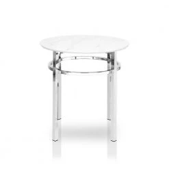 Mercedes 23.5 in. H White and Chrome End Table by Furniture of America -Furniture of America Sales Store white and chrome furniture of america end side tables idf 4797e 4f 1000