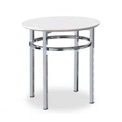 Mercedes 23.5 in. H White and Chrome End Table by Furniture of America