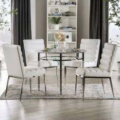 Clay White and Chrome Dining Table by Furniture of America 19 Clay White and Chrome Dining Table by Furniture of America -Furniture of America Sales Store white and chrome furniture of america kitchen dining tables idf 3797rt 31 1000