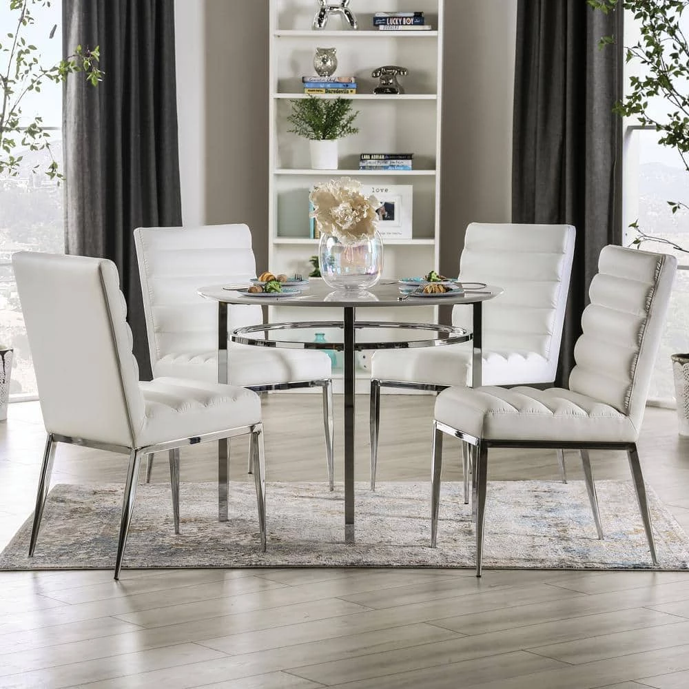 Clay White and Chrome Dining Table by Furniture of America 10 Clay White and Chrome Dining Table by Furniture of America - Image 10