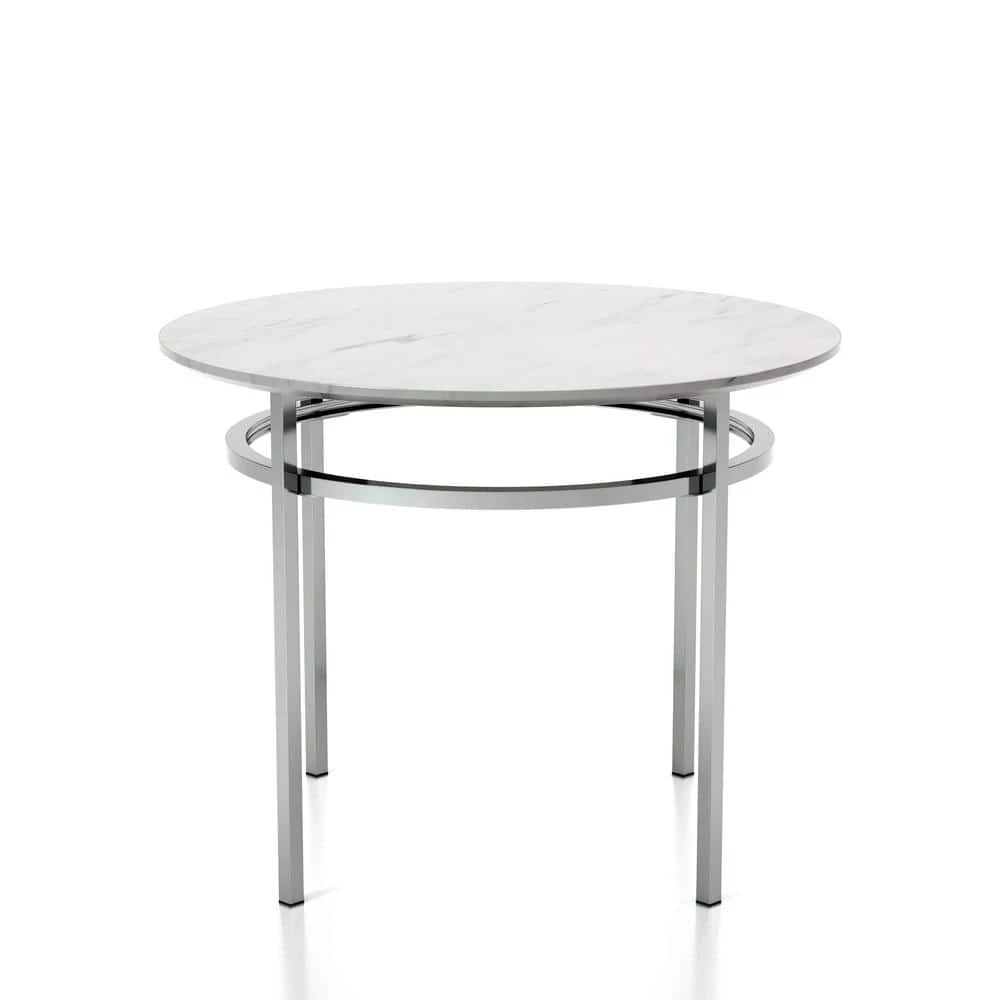 Clay White and Chrome Dining Table by Furniture of America 5 Clay White and Chrome Dining Table by Furniture of America - Image 5