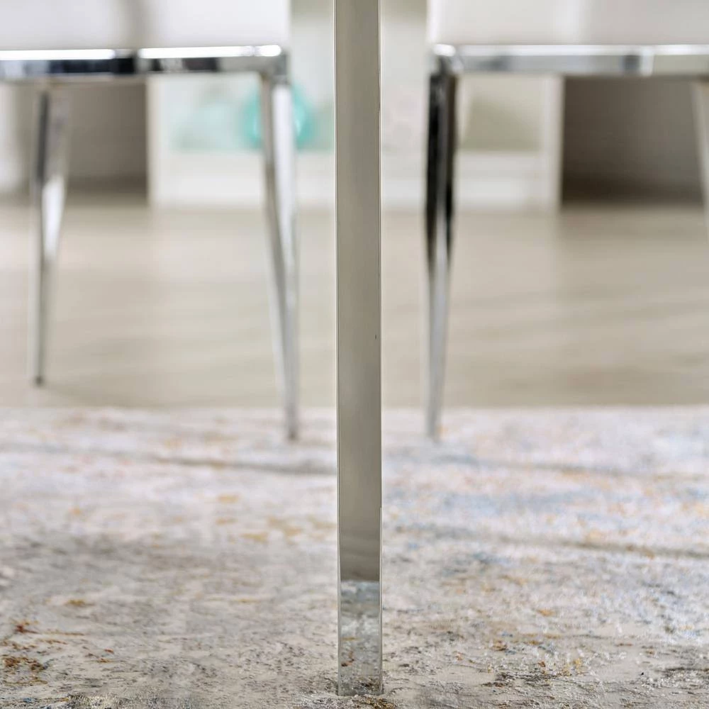 Clay White and Chrome Dining Table by Furniture of America 9 Clay White and Chrome Dining Table by Furniture of America - Image 9