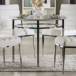 Clay White and Chrome Dining Table by Furniture of America 13 Clay White and Chrome Dining Table by Furniture of America -Furniture of America Sales Store white and chrome furniture of america kitchen dining tables idf 3797rt c3 1000